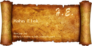 Hahn Elek névjegykártya